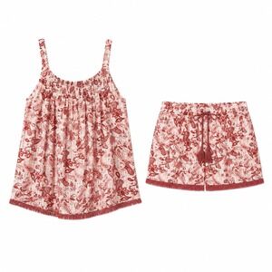ACLYN‎ Paisley Matching Set Pink Cream Medium